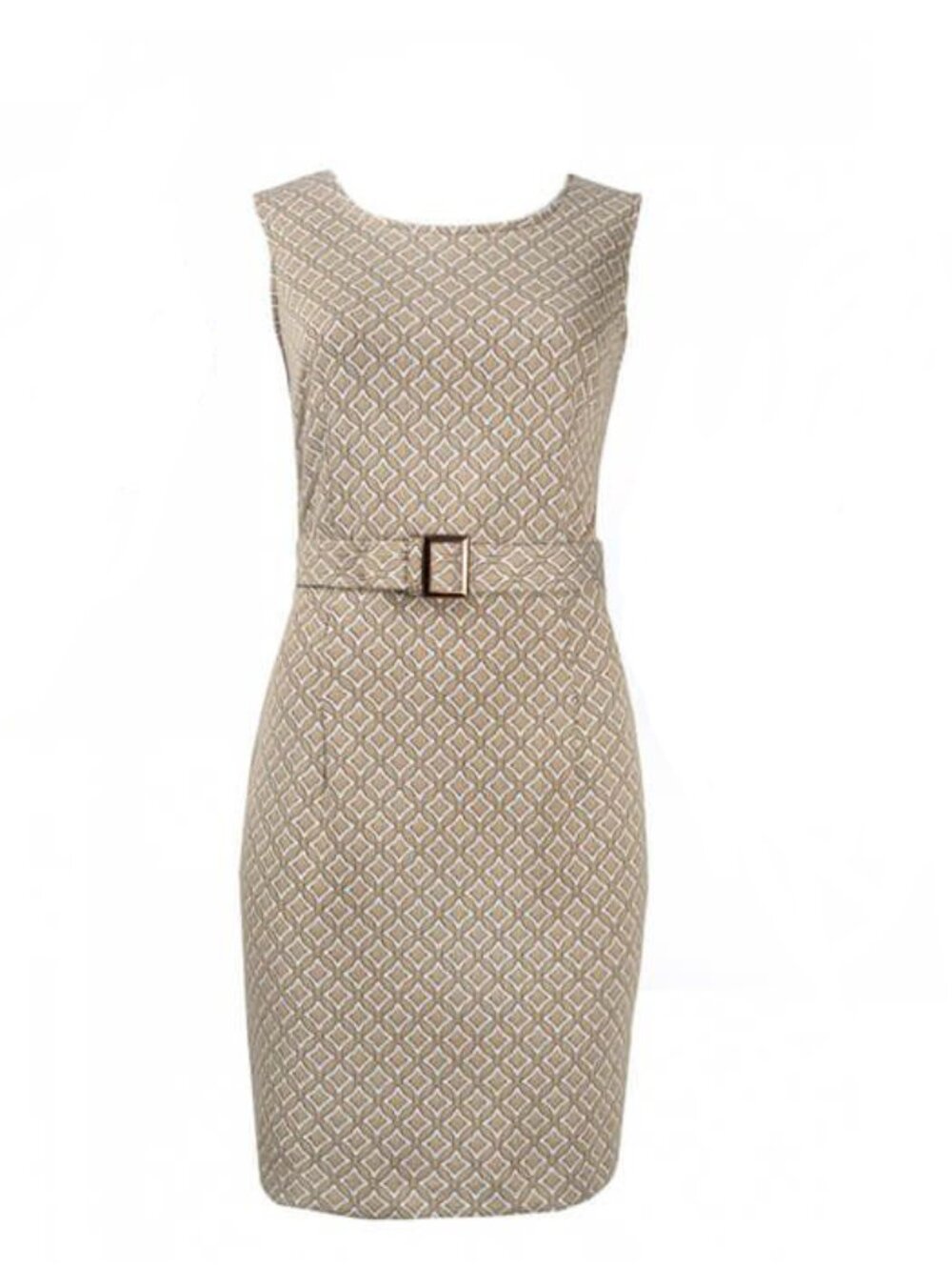 Sharagano Sleeveless Textured Knit Sheath Dress with Belt